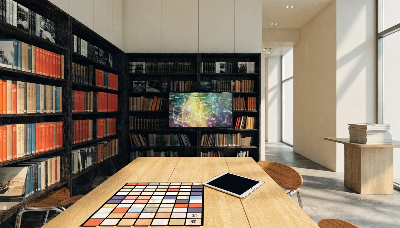 Książki o sztuce, ekran, gra planszowa i tablet graficzny we współczesnej przestrzeni bibliotecznej